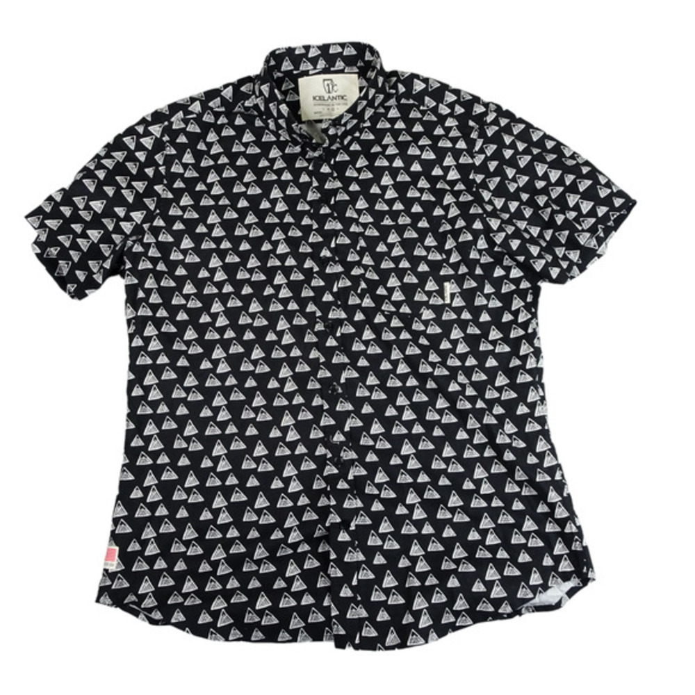 Icelantic‎ Skis Shirt Men's Large Black and White Button-Up Hand Made in the USA